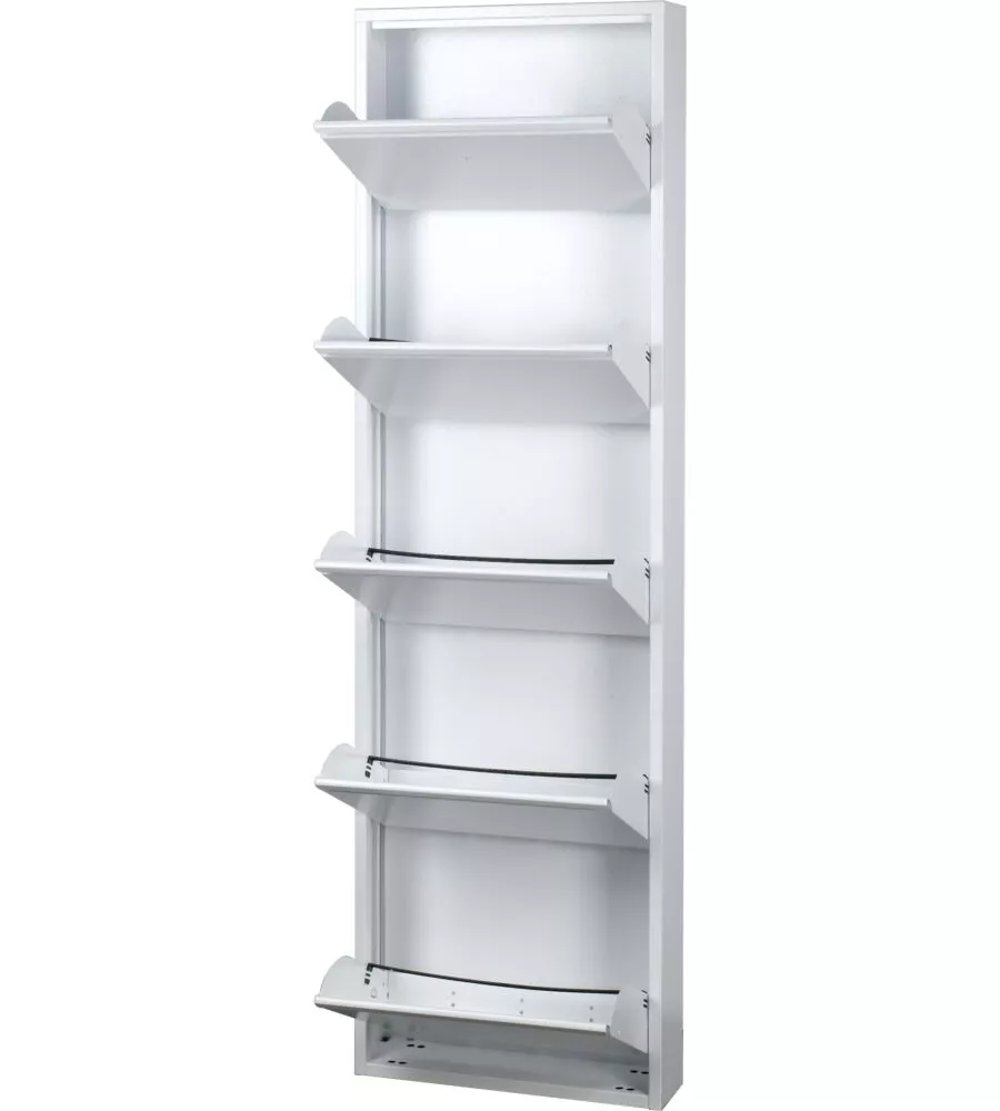 Scarpiera metallo bianca con 5 ante 50x15x168 cm